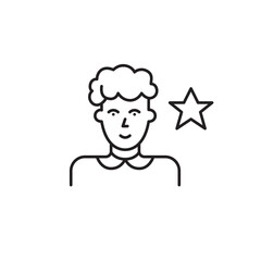 Middle-aged woman and star. Top-rated user, favorite mentor. Pixel perfect, editable stroke vector icon