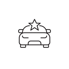 Car and star. Top-rated, award-winning rental services. Premium vehicles. Pixel perfect, editable stroke vector icon
