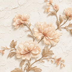 A wall with a floral design and a flower in the middle