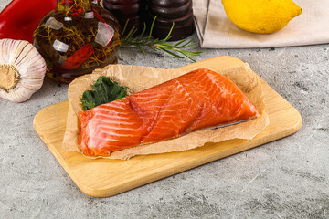 Piece of cut salmon fillet