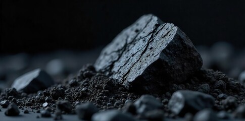 Raw Coal Texture Close-up of Dark Earthy Fossil Fuel with Environmental Impact