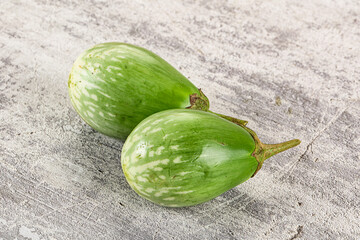 Ripe green mini eggplants heap