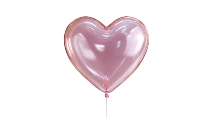 Floating 3D heart-shaped balloon with glossy surface, romantic and playful vibe, transparent PNG