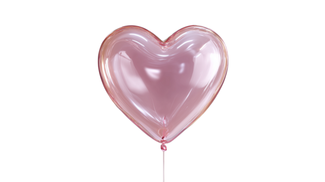 Floating 3D heart-shaped balloon with glossy surface, romantic and playful vibe, transparent PNG - Powered by Adobe