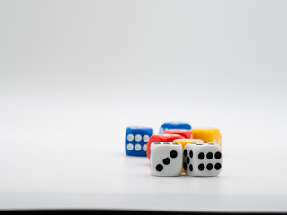Colorful dice on white background