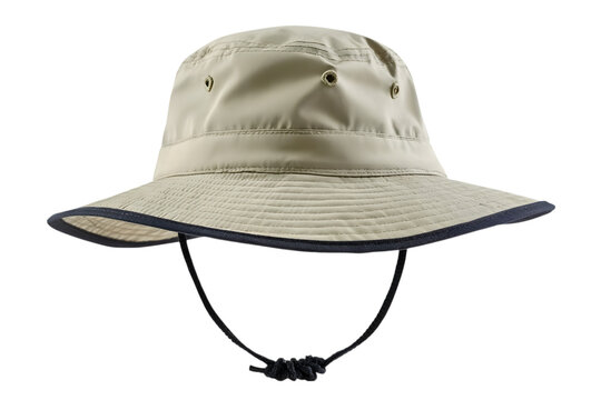 Explore the outdoors with this tan wide brim sun hat with adjustable chin strap, perfect for hiking, fishing, and summer adventures, transparent background. Ai Generated Images