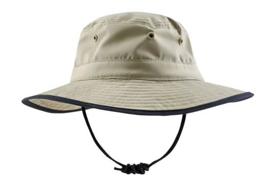 Explore the outdoors with this tan wide brim sun hat with adjustable chin strap, perfect for hiking, fishing, and summer adventures, transparent background. Ai Generated Images