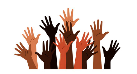 Diverse Hands Reaching Upward in Unity, Representing Community and Support