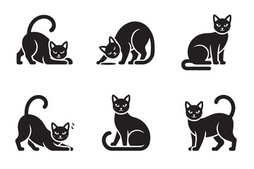 cats line art vector silhouette draw.