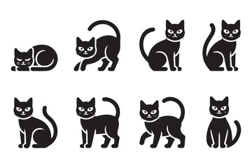 cats line art vector silhouette draw.
