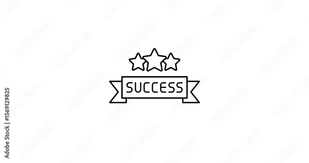 Poster success animated outline icon. success rotation appearance 4k motion design animation for web, mobil