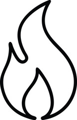 Fototapeta premium Simple black outline of a stylized flame or fire symbol on a white background