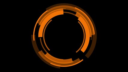 Orange color rotating HUD animation hi-tech design technology on loop able black background - Powered by Adobe
