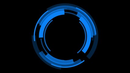 Royal blue color rotating HUD animation hi-tech design technology on loop able black background