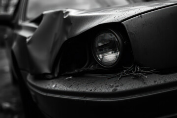 Car crash, bokeh effect. No one hurt. Focus on blurred vehicles.