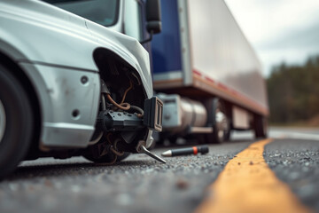 Car crash, bokeh effect. No one hurt. Focus on blurred vehicles.