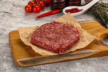 Raw beef burger cutlet for grill
