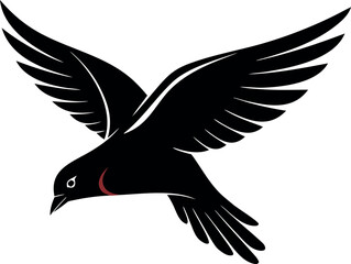 Obraz premium Black and Red Stylized Bird in Flight Vector Illustration Avian Silhouette Wings Spread Soaring Black Bird Design Element