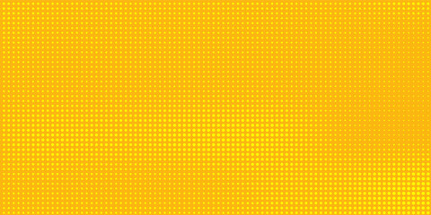 Yellow halftone pattern. Retro comic gradient background. Bright orange pixelated dotted texture overlay