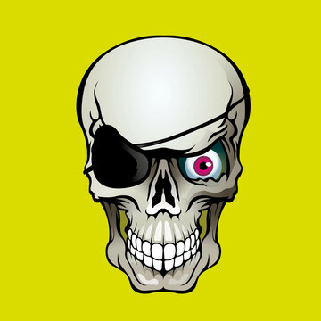 teschio con benda sull'occhio