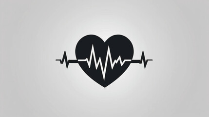 A clean black heart beat icon in vector format. Features a bold heart shape with an electrocardiogram (ECG or EKG) line running through it. Designed in a minimal, modern style for use in medical apps
