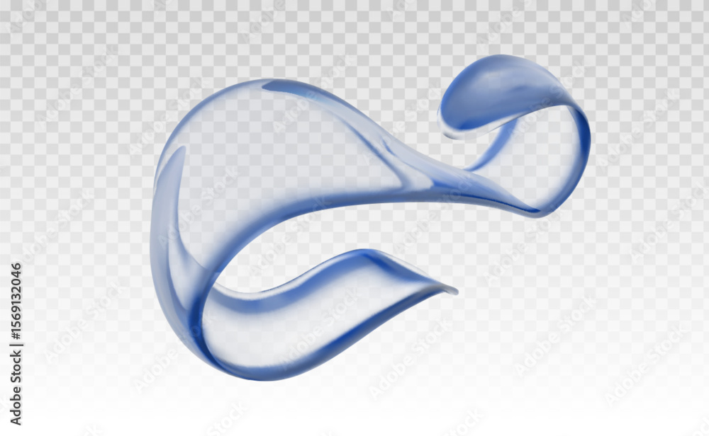 Poster 3d liquid glass ribbon shape and abstract fluid background. gradient element blends transparent holo