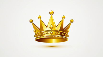 A golden elegant crown placed on a clean white background. Designed with a luxurious and regal appearance, featuring shiny gold details, smooth curves, and classic royal elements. 