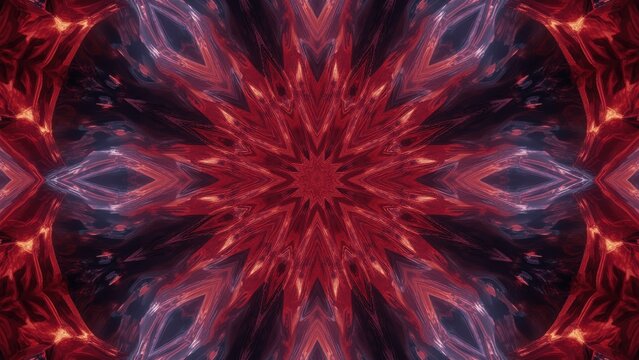 Pattern of red and dark purple abstract kaleidoscope design with symmetrical star shape, psychedelic art for backgrounds, wallpapers, digital art projects, vibrant colors, creative and modern style - Powered by Adobe