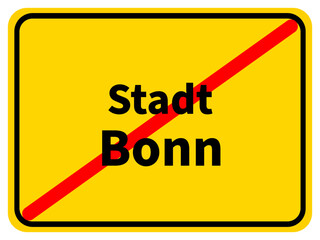 Illustration eines Stadtausgangsschildes von der Stadt Bonn