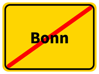 Illustration eines Stadtausgangsschildes von der Stadt Bonn