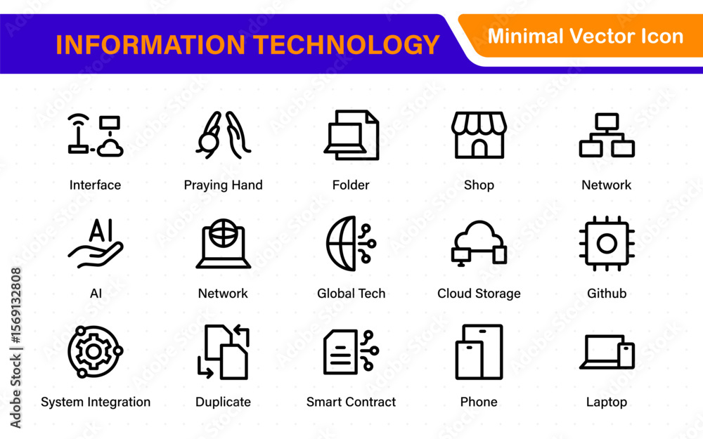 Aufkleber information technology icons set. set of it technology icons. industry concept factory of the future