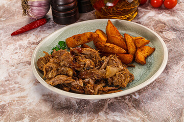 Baked shredded pork with potato