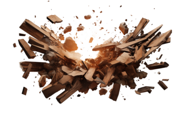 Construction building exploded on transparent background.