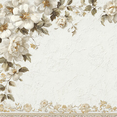A white background with a flowery border