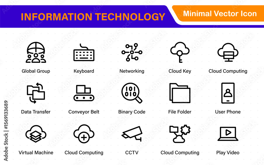 Poster information technology icons set. set of it technology icons. industry concept factory of the future