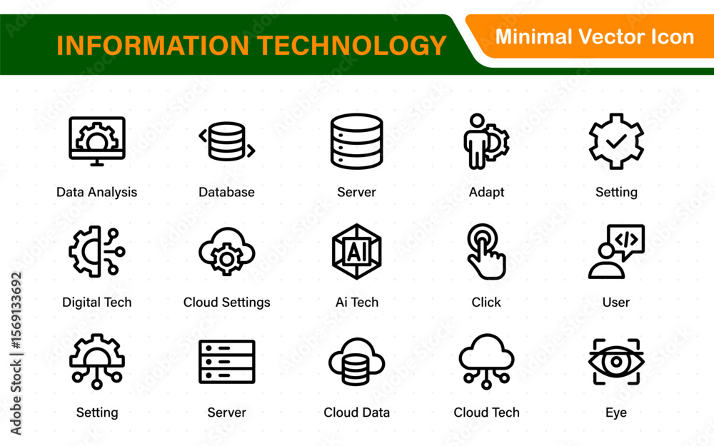 Poster information technology icons set. set of it technology icons. industry concept factory of the future