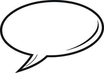 Black Outline Oval Speech Bubble Vector Graphic on White Background Empty Text Box Blank Communication Icon Simple Design