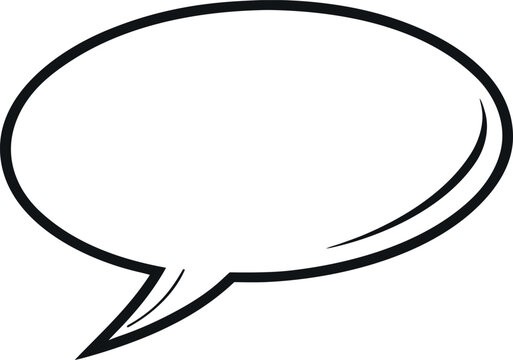 Black Outline Oval Speech Bubble Vector Graphic on White Background Empty Text Box Blank Communication Icon Simple Design