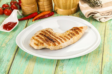 Grilled Turkey fillet breast served sauce