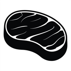 Stylized black and white silhouette of a raw beef steak