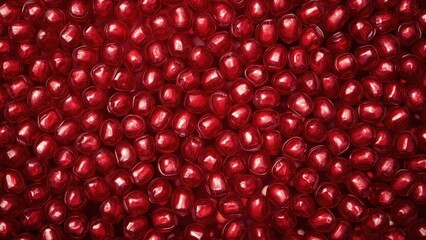 Texture of shiny red pomegranate seeds close-up, fresh juicy fruit, healthy snack, natural food background with vibrant colors, perfect for cooking, nutrition, diet, and health-related projects