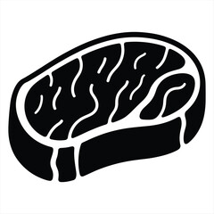 Black and white silhouette of a raw steak cut with marbling