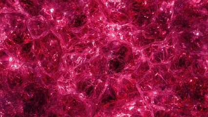 Texture of vibrant pink abstract web-like fibers glowing with light reflections, perfect for modern backgrounds, digital art projects, science themes, with dark depth and intricate details