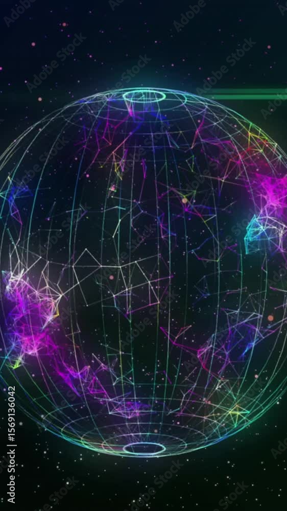 Poster animation of globe spinning with networks of connections