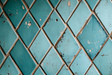 Repeating diamond pattern in shades of blue creates a visually striking background with textured tiles, showcasing an artistic design