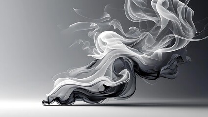 Abstract depiction of swirling smoke plumes against a gradient background, creating ethereal forms.