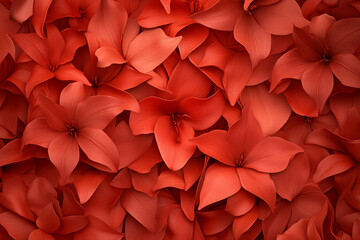 Vibrant floral pattern in soft crimson tones filling a garden space with natural beauty and elegance