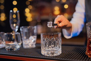  Professional female bartender preparing alcoholic drinks in a bar