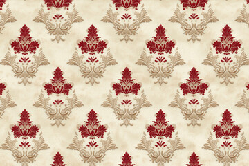 Repeating floral pattern in soft crimson tones creating a classic and elegant atmosphere for interiors and textiles