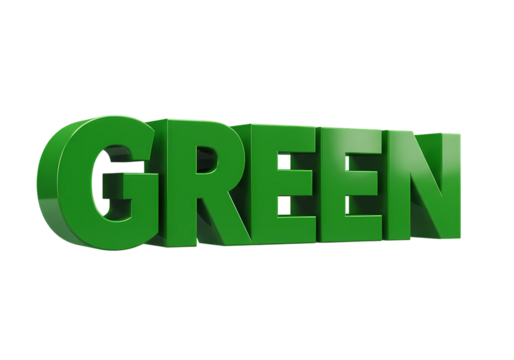 ThreeDimensional Green Text A Bold Vibrant Word isolated on transparent baackground